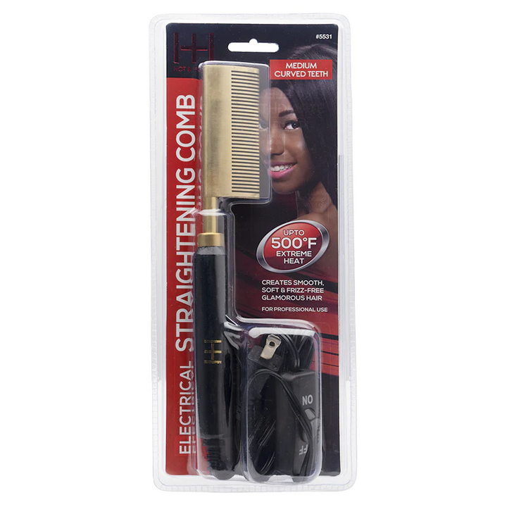 Hot & Hotter Electrical Straightening Comb - Medium Curved Teeth