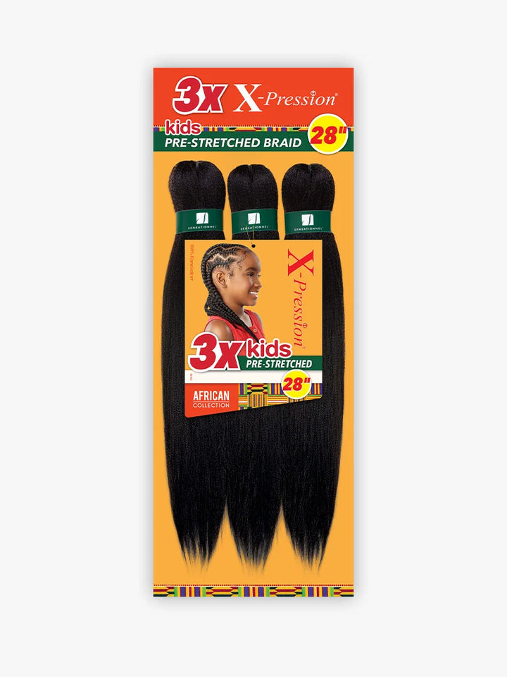 3x Kids Pre-Stretched Braid 28"
