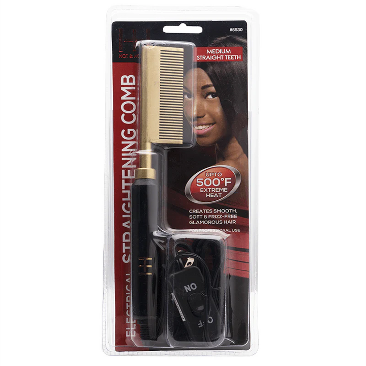 Hot & Hotter Electrical Straightening Comb - Medium Straight Teeth